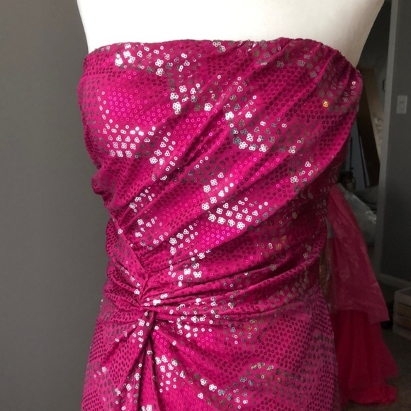 As U Wish Pink Strapless Ruched Gown - Picture 8 of 12